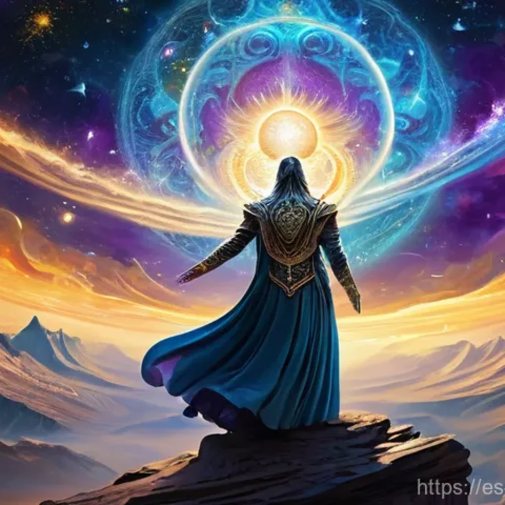 리니지2M 스토리 라인 분석 - **Cosmic Dance of Creation and Destruction**
    A grand, ethereal scene depicting Einhasad, the God...