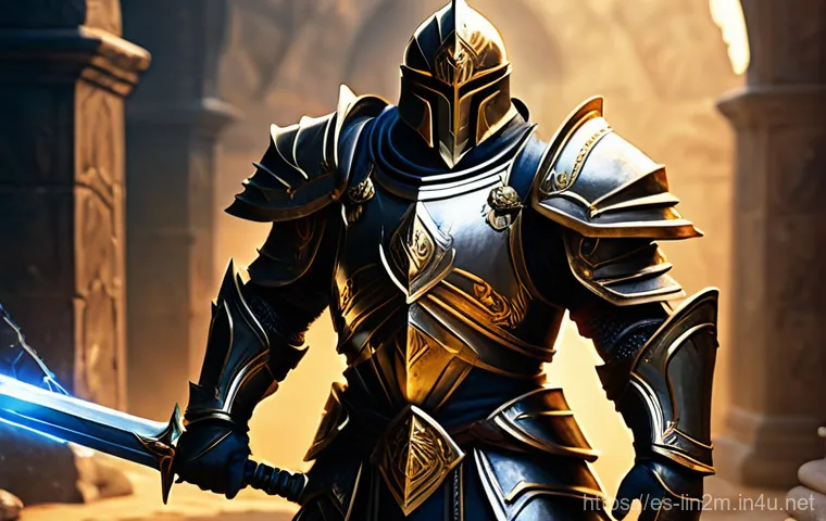 리니지2M 클래스별 초보자 팁 - **Prompt 1: The Resilient Paladin Defender**
    A powerful male Paladin, adorned in ornate, gleamin...