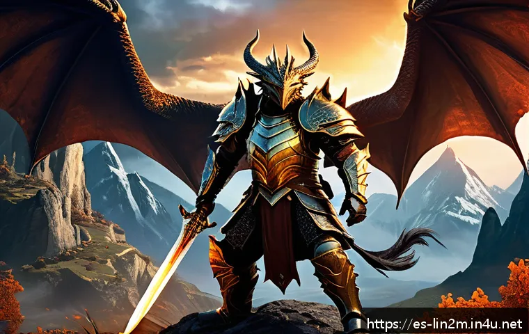 리니지2M 아데나 효율적 파밍 - A dynamic fantasy game scene set in the "Valley of Dragons," featuring a brave player character in i...